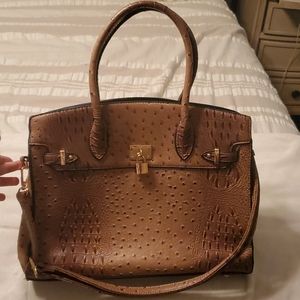Faux alligator ostrich brown purse